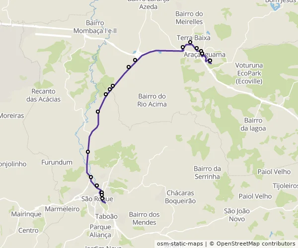 Mapa do itinerário da linha