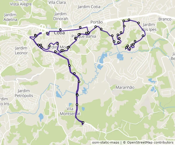 Mapa do itinerário da linha