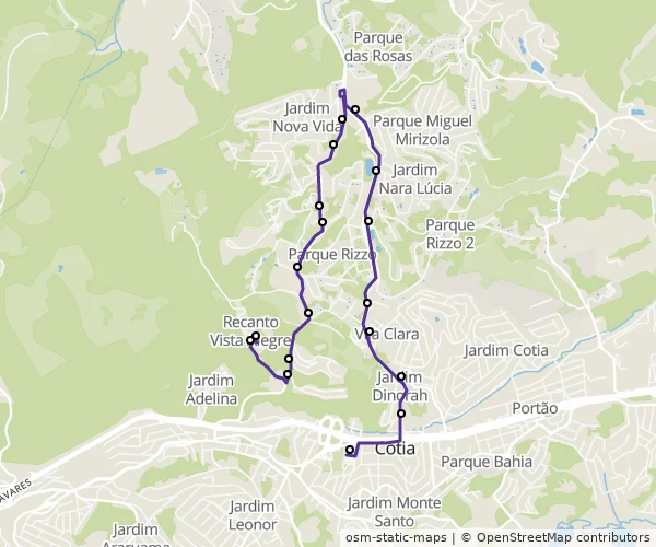Mapa do itinerário da linha