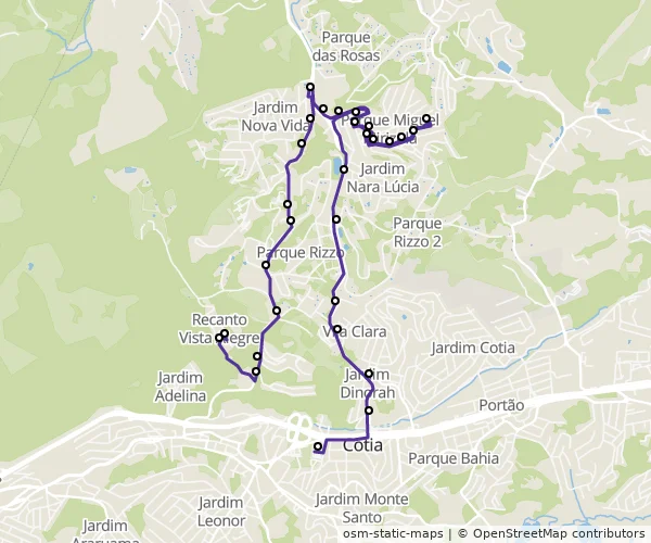 Mapa do itinerário da linha