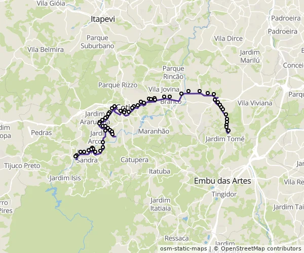 Mapa do itinerário da linha