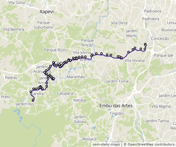 Mapa do itinerário da linha