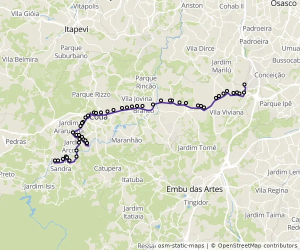 Mapa do itinerário da linha