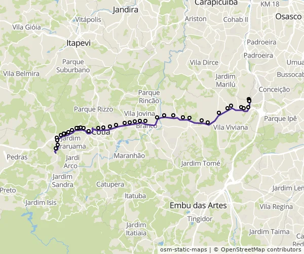 Mapa do itinerário da linha