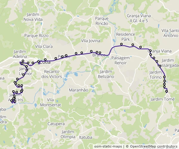 Mapa do itinerário da linha