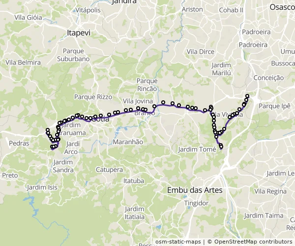 Mapa do itinerário da linha