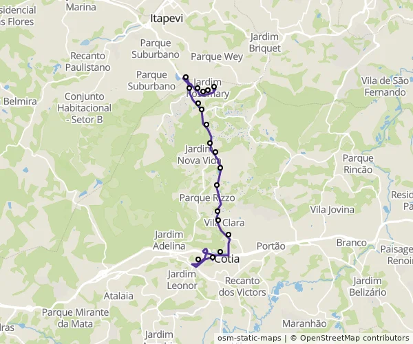 Mapa do itinerário da linha
