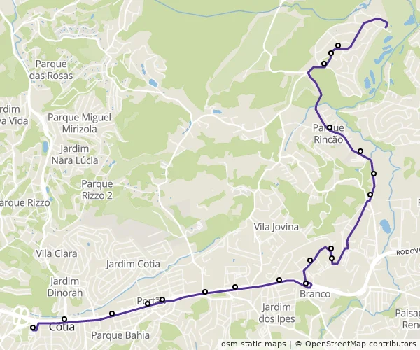 Mapa do itinerário da linha