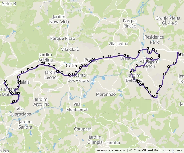 Mapa do itinerário da linha
