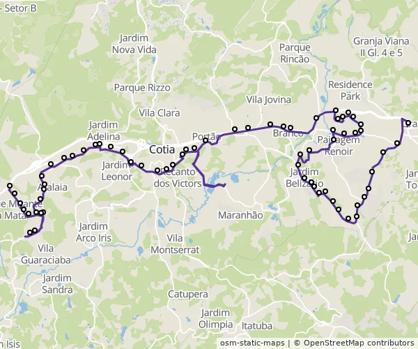 Mapa do itinerário da linha