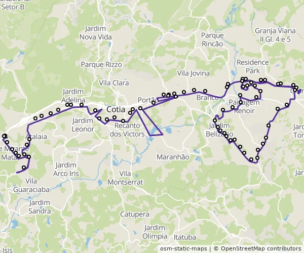 Mapa do itinerário da linha
