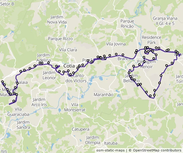 Mapa do itinerário da linha