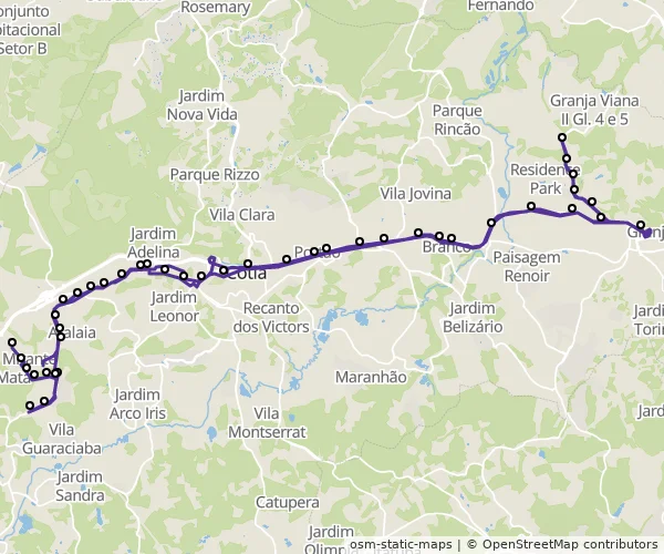 Mapa do itinerário da linha