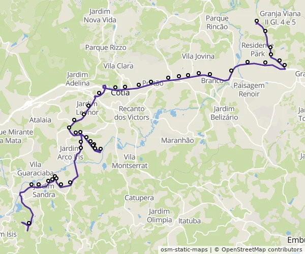 Mapa do itinerário da linha
