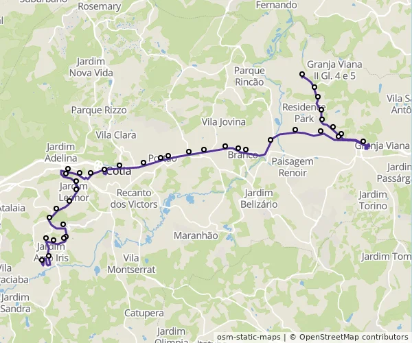 Mapa do itinerário da linha
