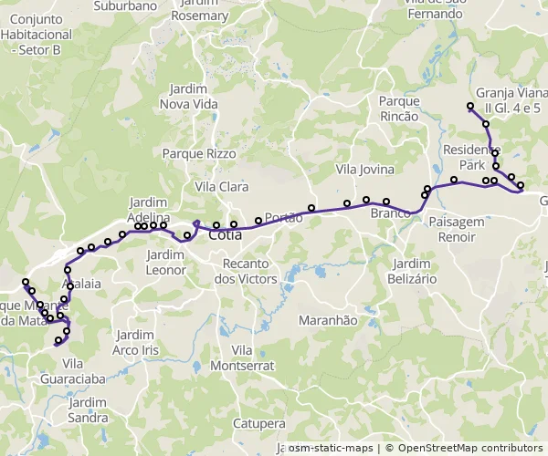 Mapa do itinerário da linha