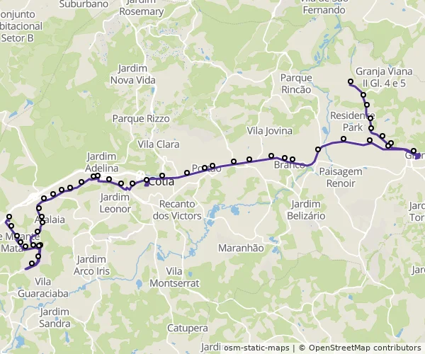 Mapa do itinerário da linha