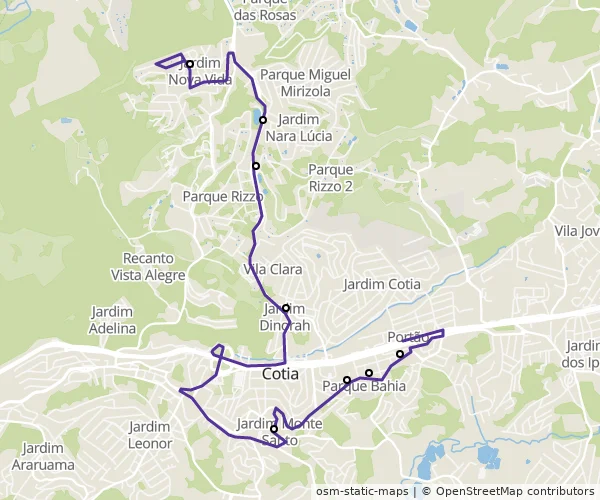 Mapa do itinerário da linha