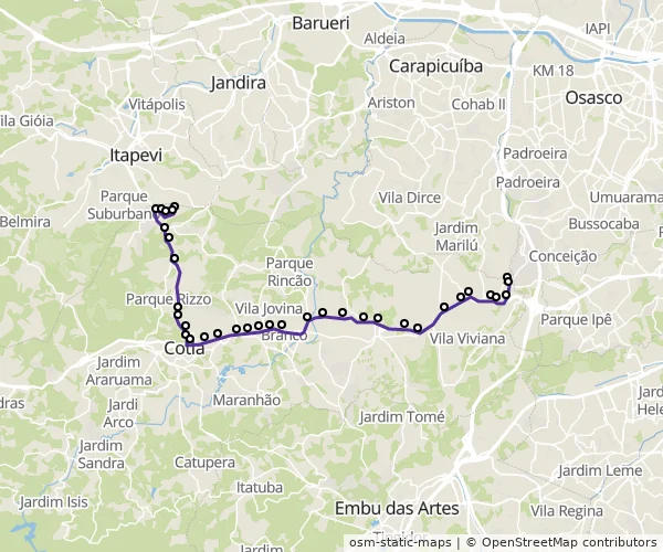 Mapa do itinerário da linha