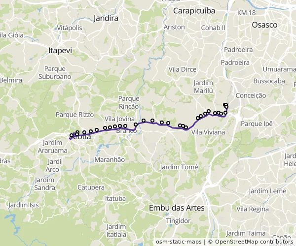 Mapa do itinerário da linha