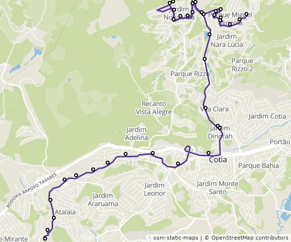 Mapa do itinerário da linha
