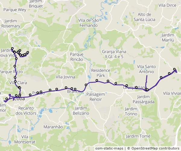 Mapa do itinerário da linha