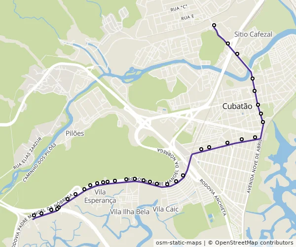 Mapa do itinerário da linha