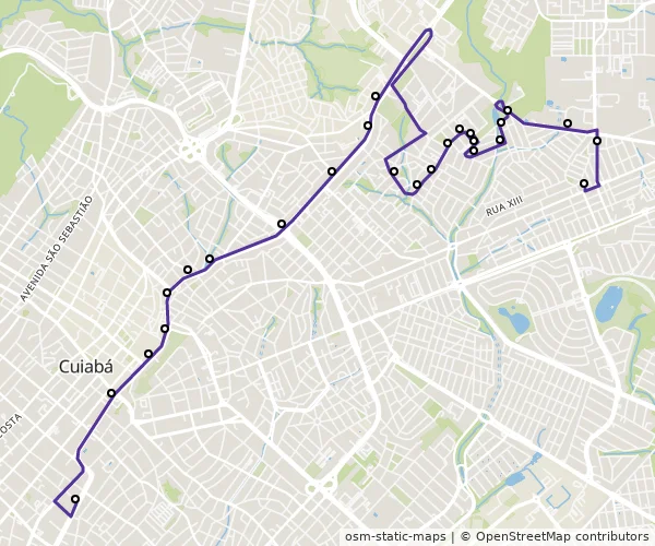 Mapa do itinerário da linha