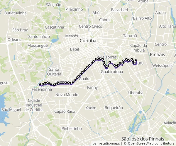 Mapa do itinerário da linha