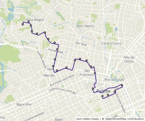 Mapa do itinerário da linha
