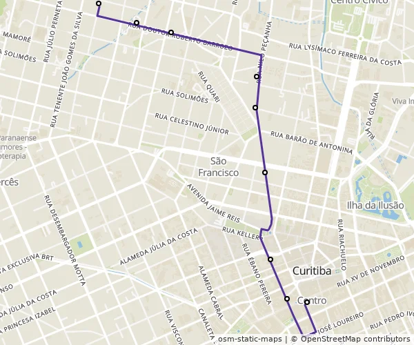 Mapa do itinerário da linha