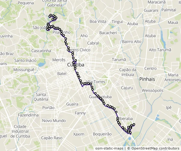 Mapa do itinerário da linha