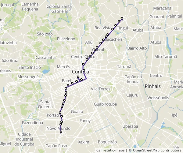 Mapa do itinerário da linha