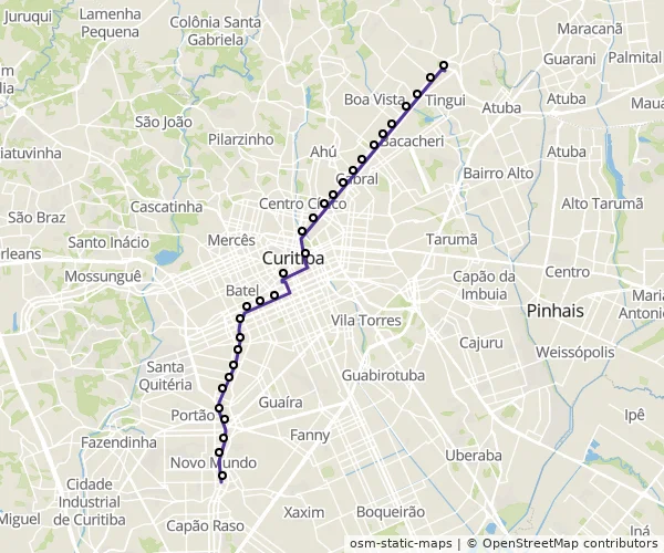 Mapa do itinerário da linha
