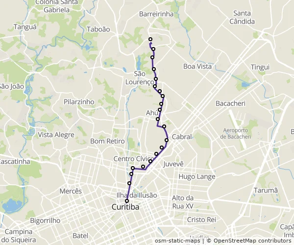 Mapa do itinerário da linha