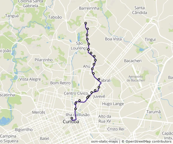 Mapa do itinerário da linha
