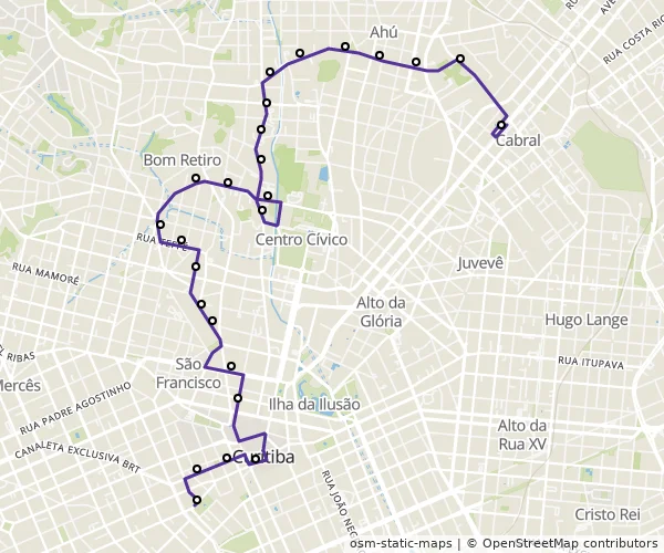 Mapa do itinerário da linha