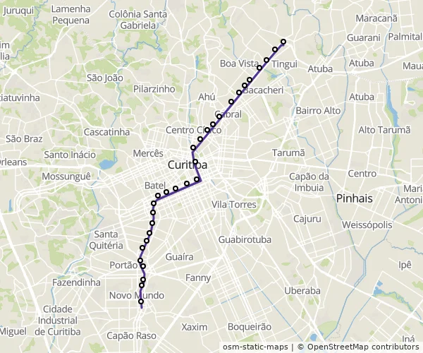 Mapa do itinerário da linha
