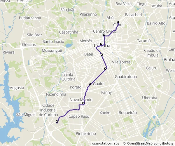 Mapa do itinerário da linha