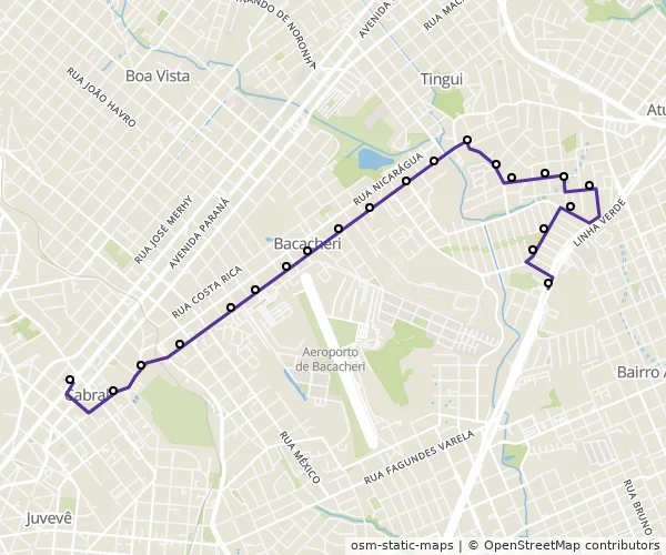Mapa do itinerário da linha