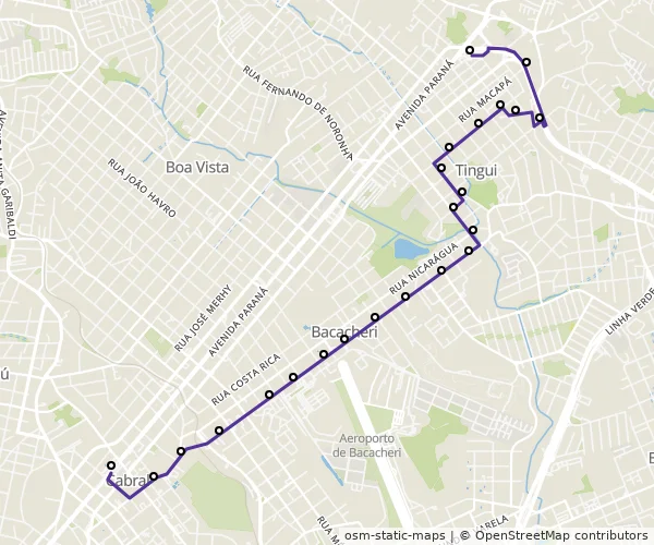 Mapa do itinerário da linha