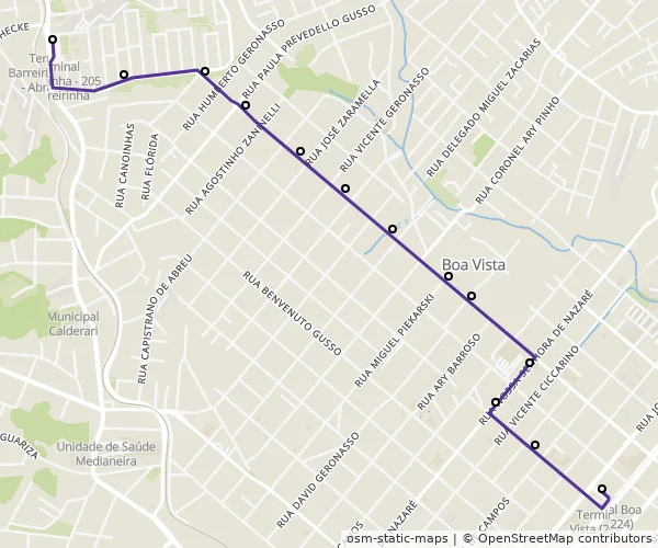 Mapa do itinerário da linha
