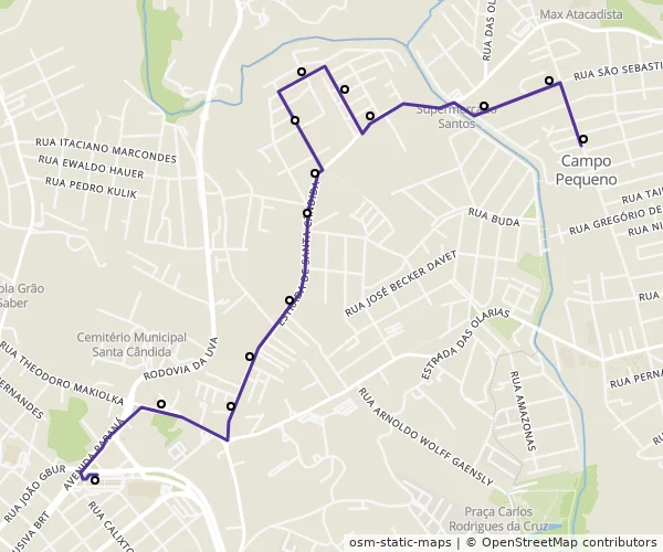 Mapa do itinerário da linha
