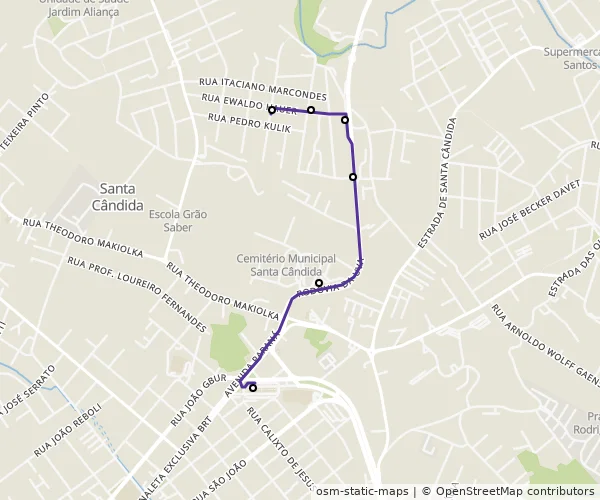 Mapa do itinerário da linha