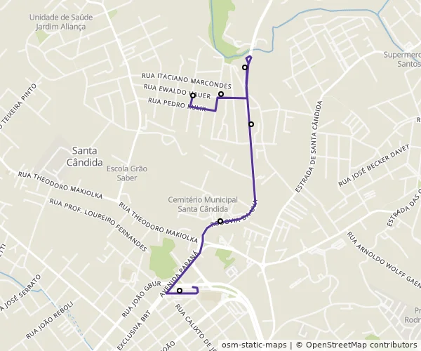 Mapa do itinerário da linha