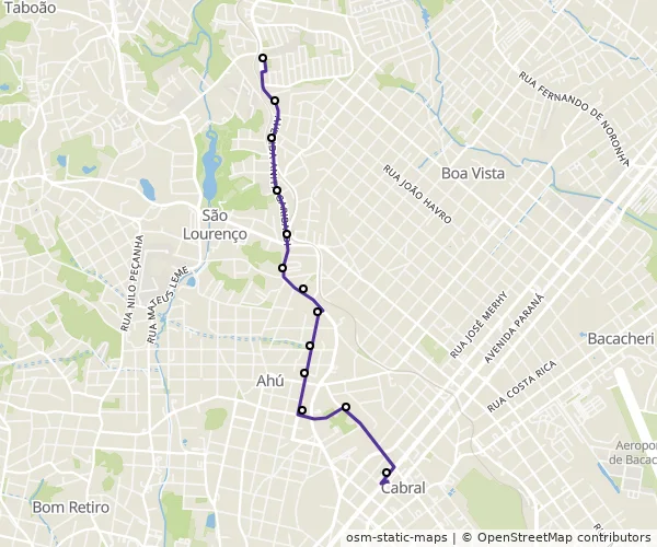 Mapa do itinerário da linha