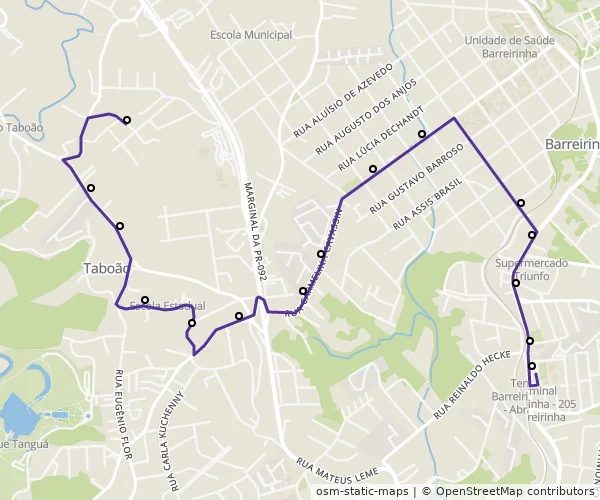 Mapa do itinerário da linha