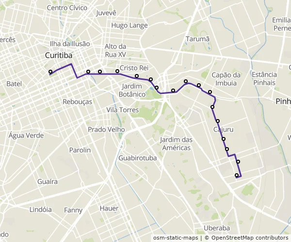 Mapa do itinerário da linha