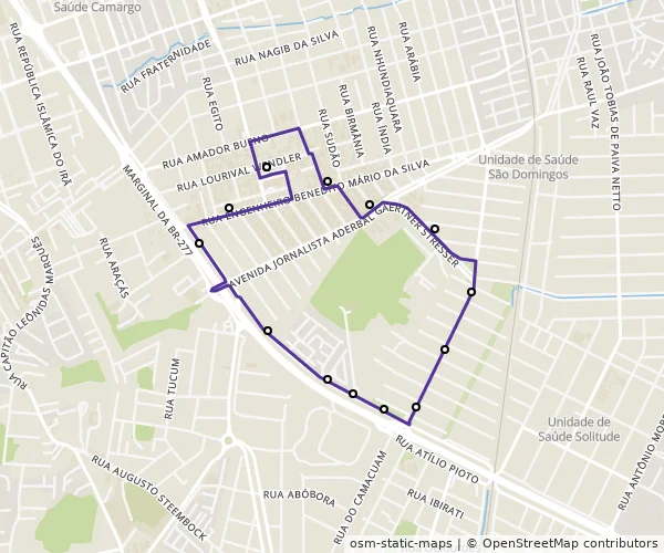 Mapa do itinerário da linha