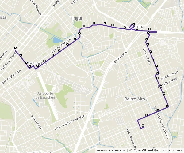 Mapa do itinerário da linha